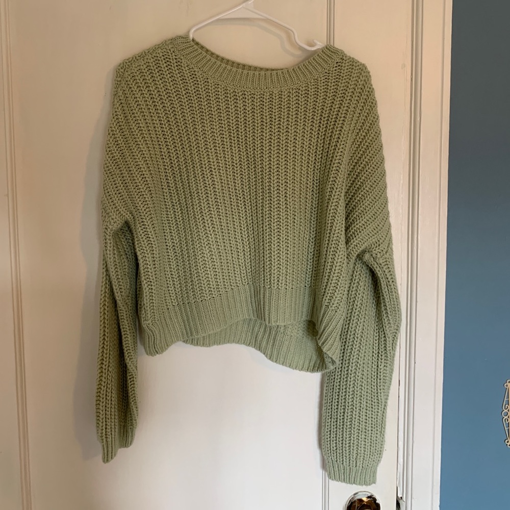 Green Cropped Sweater